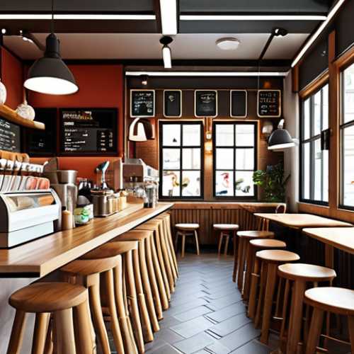 Home 4 **AI-designed cafe interior:** A cafe interior designed by AI, reflecting customer traffic patterns and preferences, with unique regional elements.